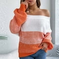 thumbnail image 1 of BVOFAR Off the Shoulder for Women Oversized Lantern Long Sleeve Knitted Pullover Fashion Striped Lightweight Jumpers Fall Travel Tops, 1 of 7