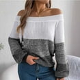 thumbnail image 1 of BVOFAR Off the Shoulder for Women Oversized Lantern Long Sleeve Knitted Pullover Fashion Striped Lightweight Jumpers Fall Travel Tops, 1 of 8