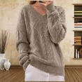 thumbnail image 1 of BVOFAR Oversized Sweaters for Women Cozy Cable Knit Long Sleeve Tops Soft V Neck Loose Fit Pullover Fall Winter Warm Jumpers, 1 of 6