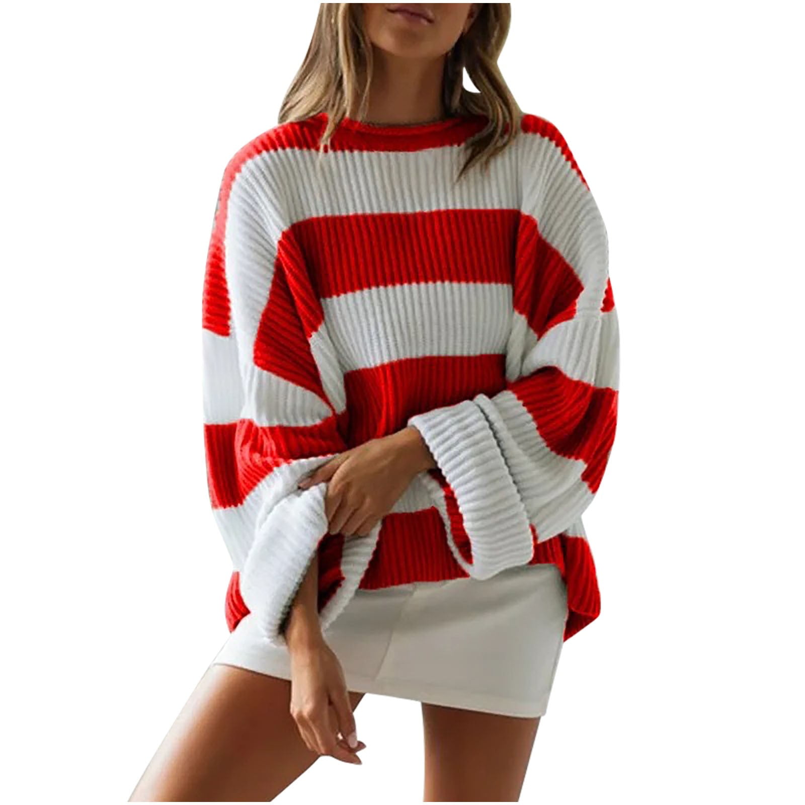 Women's V-Neck Pullover Sweater - Floral Lapel, Long Sleeve Knit Jumper For Fall