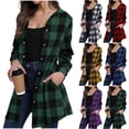 thumbnail image 1 of BVOFAR Plaid Long Cardigans for Women Fashion Open Front Hooded Coats Casual Long Sleeve Button Down Cardigan Fall Shackets Blouse Top with Pockets, 1 of 8