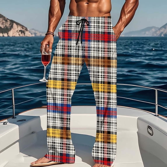 BVOFAR Plaid Pajama Pants for Men Lightweight Soft Pj Bottoms with Pockets Flannel Sleepwear Lounge Clothing Brown XL