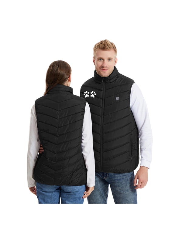 Plus Size Heated Vest for Women Men Winter Warm Outdoor Skiing Vests 8 Heating Zones Stand Collar Jackets USB Charging Zip Up Coats Casual Thermal Clothes (No Battery)