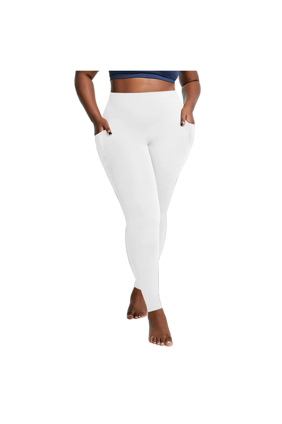 Plus Size Leggings for Women Stretchy Tummy Control Workout Pants High Waist Yoga Leggings with Pockets XL-5XL