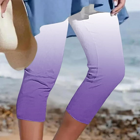 BVOFAR Plus Size Leggings for Women Tummy Control Gradient Yoga Pants Stretchy Sports Pant Casual Elastic High Waist Beach Legging