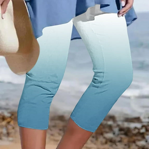 BVOFAR Plus Size Leggings for Women Tummy Control Gradient Yoga Pants Stretchy Sports Pant Casual Elastic High Waist Beach Legging