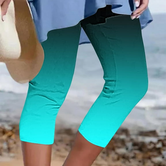 BVOFAR Plus Size Leggings for Women Tummy Control Gradient Yoga Pants Stretchy Sports Pant Casual Elastic High Waist Beach Legging