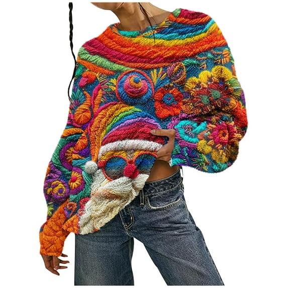 BVOFAR Plus Size Ugly Christams Sweatshirts for Women Oversized Funny Santa Gaphic Pullover Long Sleeve Crewneck Vintage Shirts Holiday Party Tops
