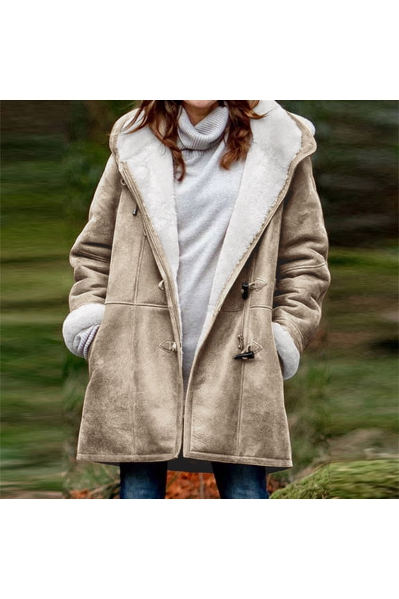 Plus Size Winter Coats for Women Oversized Warm Sherpa Lined Parka Faux Suede Fleece Hooded Jackets Winter Thermal Overcoats