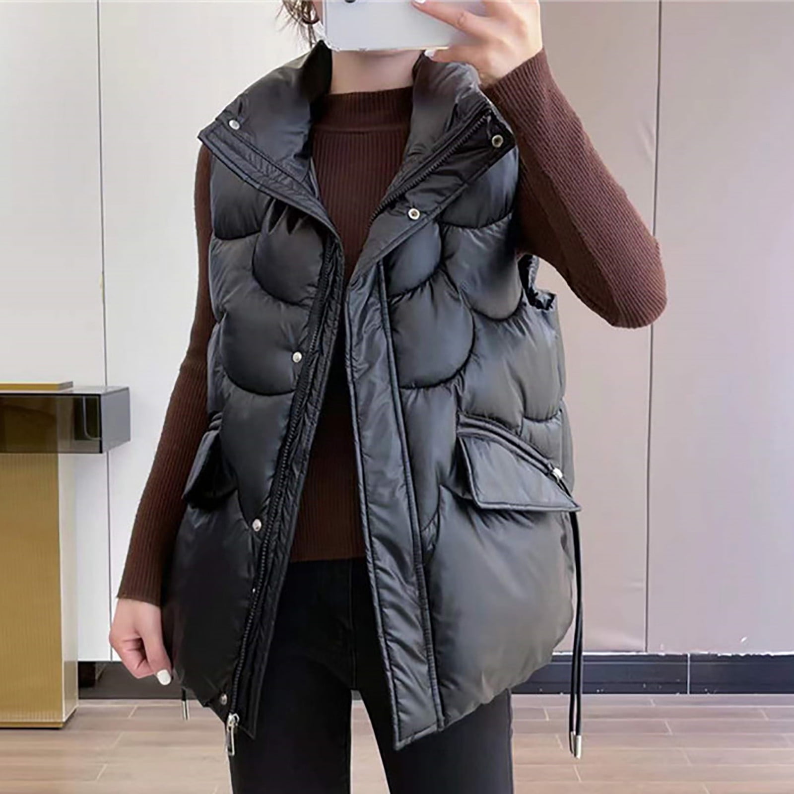 BVOFAR Puffer Vest for Women Sleeveless Winter Warm Down Coat Lapel Zip
