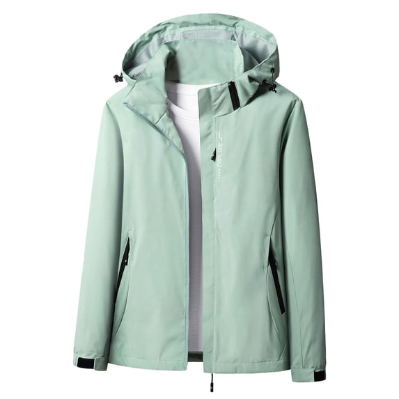 BVOFAR Rain Jacket for Women Waterproof Windbreaker Plus Size Hooded Raincoats Lightweight Long Sleeve Jacket Outdoor Hiking Cycling Outwear