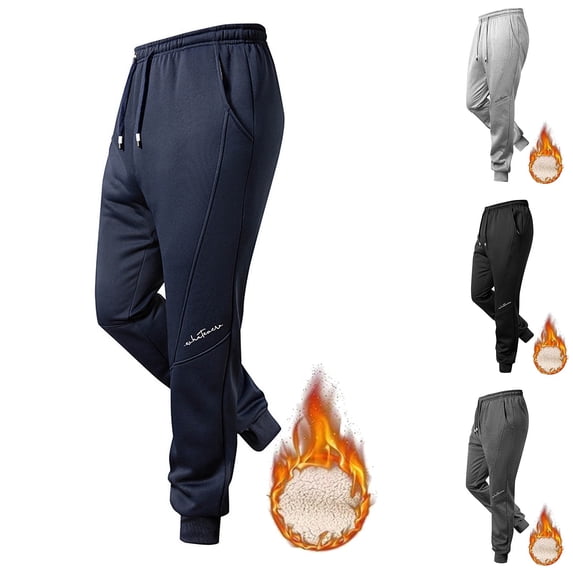BVOFAR Sherpa Lined Pants for Men Thermal Warm FleecePants Casual Drawstring Elastic Waisted Joggers with Pockets Gray XL