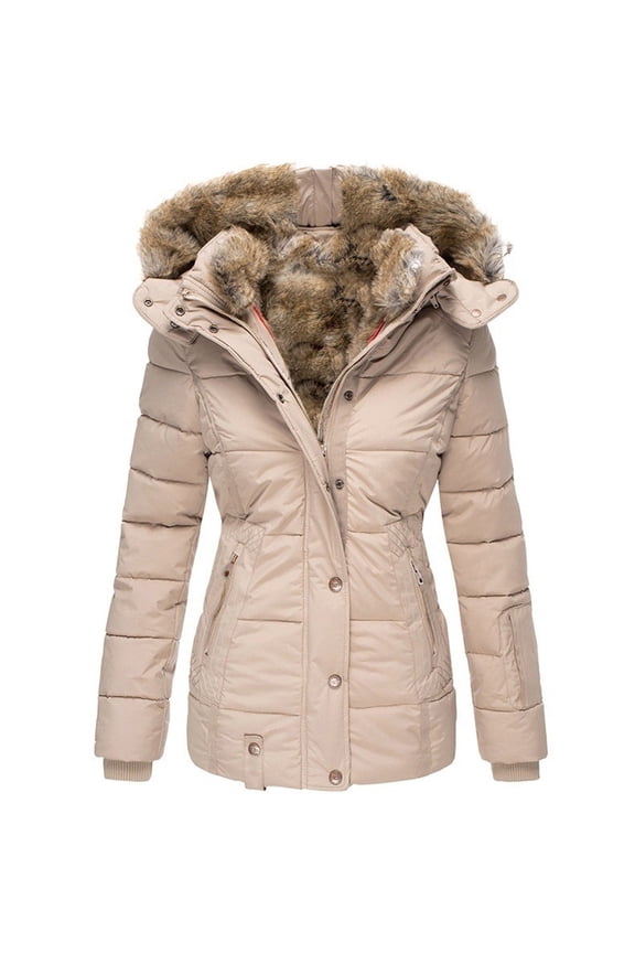 Sherpa Lined Puffer Jackets for Women Plus Size Fleece Winter Parka Heavy Weight Zip Up Hooded Coats Warm Travel Outwear