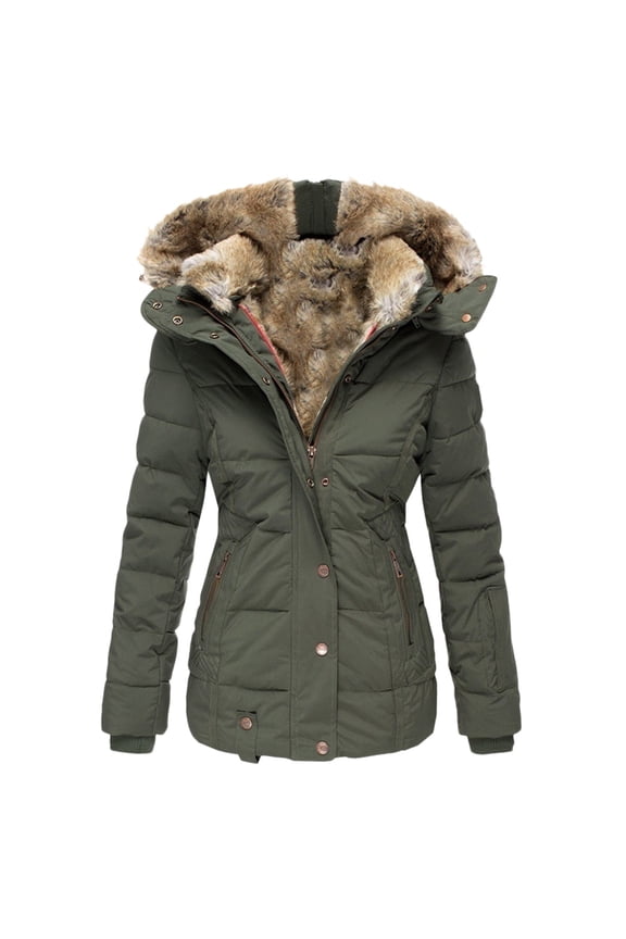 Sherpa Lined Puffer Jackets for Women Plus Size Fleece Winter Parka Heavy Weight Zip Up Hooded Coats Warm Travel Outwear