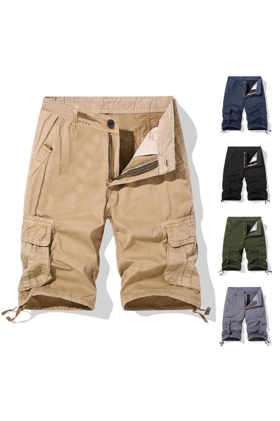 Summer Casual Shorts for Men 9 Inch Inseam Zip Off Work Shorts Casual Solid Color Bermuda Lightweight Relaxed Fits Shorts for Everyday Black XL