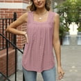 thumbnail image 1 of BVOFAR Summer Eyelet Tank Tops for Women Pleated Square Neck Sleeveless Tops Dressy Casual Flowy Curved Hem Shirts, 1 of 7