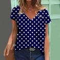 thumbnail image 1 of BVOFAR Summer Tops for Women 2025 Polka Dot V Neck T-Shirts Casual Short Sleeve Tees Trendy Loose Comfy Blouses, 1 of 5