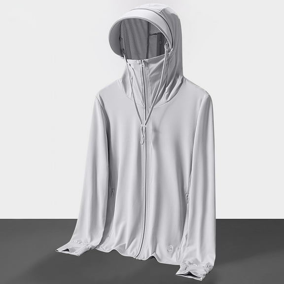 BVOFAR Sun Protection UPF 50  Jackets Plus Size Zip Up Hooded Coats with Face Cover Lightweight Breathable Hoodies Summer Travel Outwear