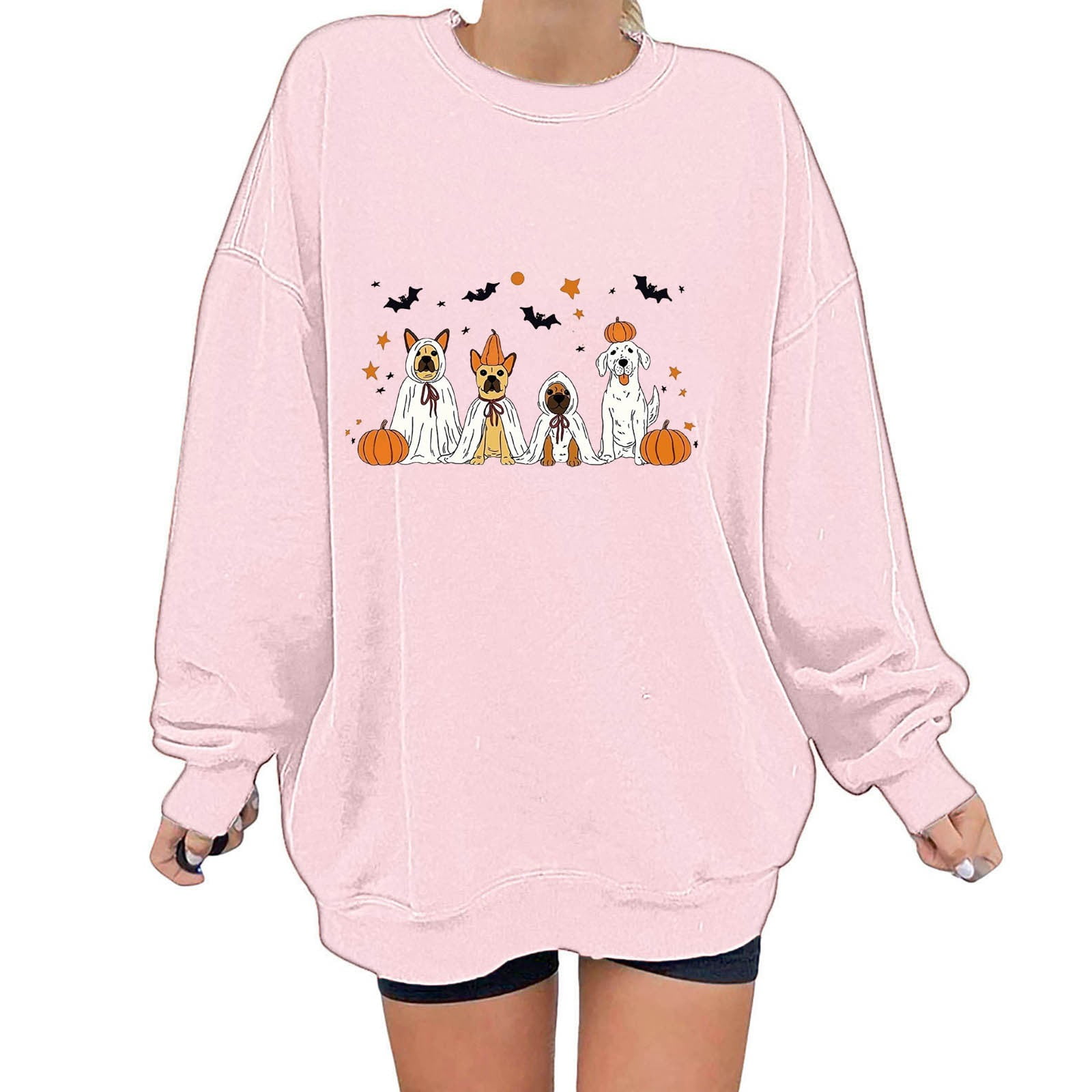 BVOFAR Sweatshirts for Women 2024 Cute Puppy Pumpkin Print Tops Fall