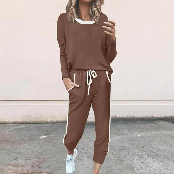 BVOFAR Sweatsuits for Women Set 2 Piece Long Sleeve Round Neck Tops and Pants Lounge Comfy Tracksuits with Pockets