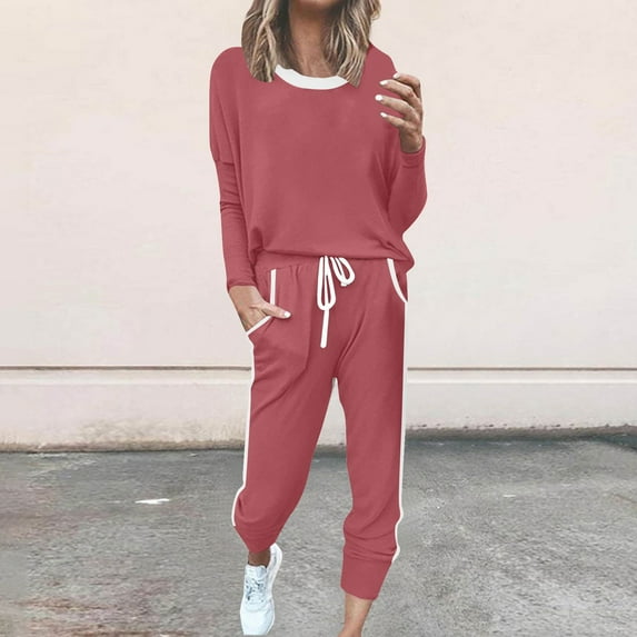 BVOFAR Sweatsuits for Women Set 2 Piece Long Sleeve Round Neck Tops and Pants Lounge Comfy Tracksuits with Pockets