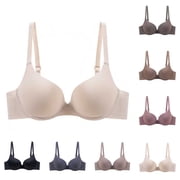 BVOFAR T-Shirt Bras for Women Lightly Lined Underwire Push Up Bra Support Gathered Plunge Bra for Everyday Wear Beige 34