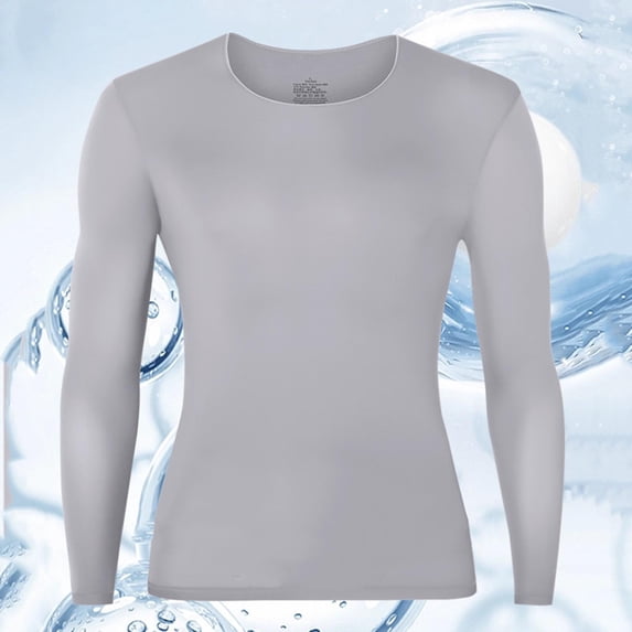 BVOFAR Thermal Compression Shirts Lightweight Long Sleeve Undershirt Athletic Base Layer Top for Soccer Football GrayL
