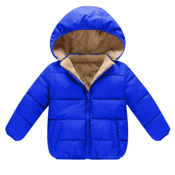 BVOFAR Toddler Baby Girls Boys Winter Fleece Lined Jackets Warm Thickened Hooded Coats Solid Color Zip up Jacket with Pockets