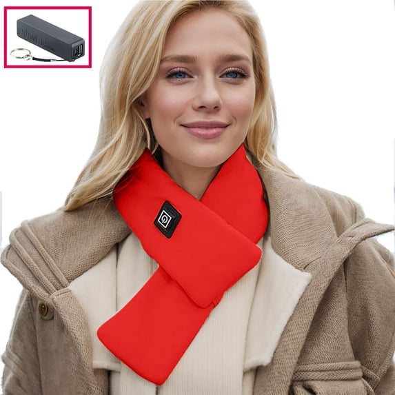 BVOFAR USB Rechargeable Electric Heating Scarf 3 Heating Levels Heated Neck Wrap Scarf Winter Warm Cold Weather Scarves with Power Bank for Men Women
