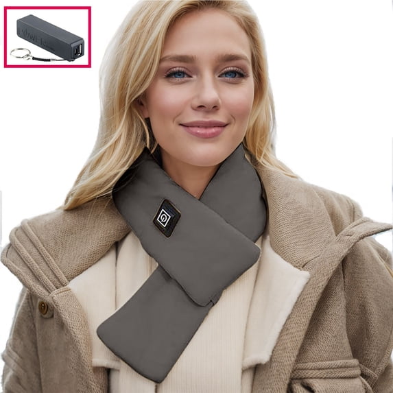 BVOFAR USB Rechargeable Electric Heating Scarf 3 Heating Levels Heated Neck Wrap Scarf Winter Warm Cold Weather Scarves with Power Bank for Men Women