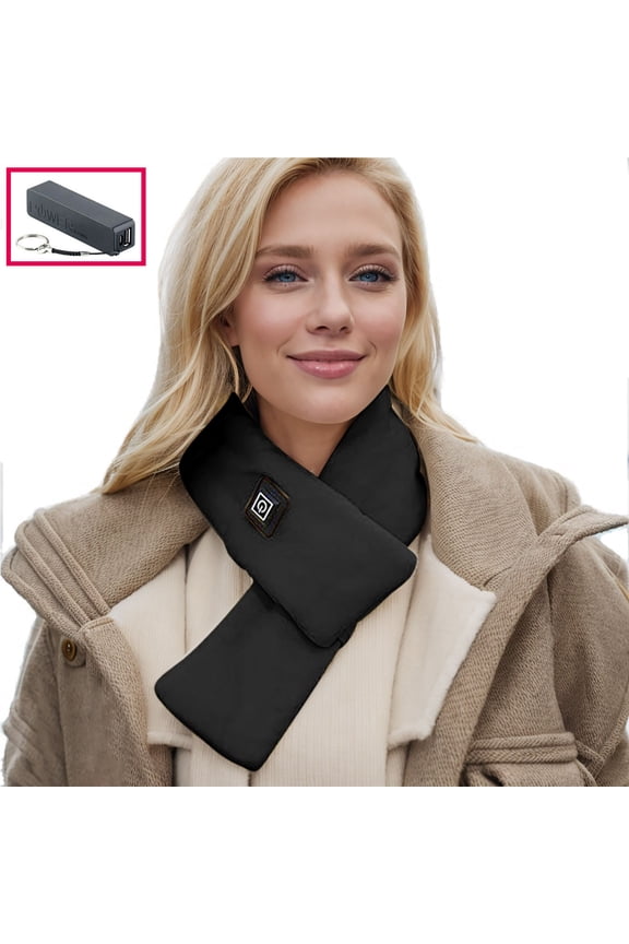 USB Rechargeable Electric Heating Scarf 3 Heating Levels Heated Neck Wrap Scarf Winter Warm Cold Weather Scarves with Power Bank for Men Women