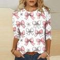 BVOFAR Valentine's Day 3/4 Sleeve Tops Cute Bow Print Shirts Casual