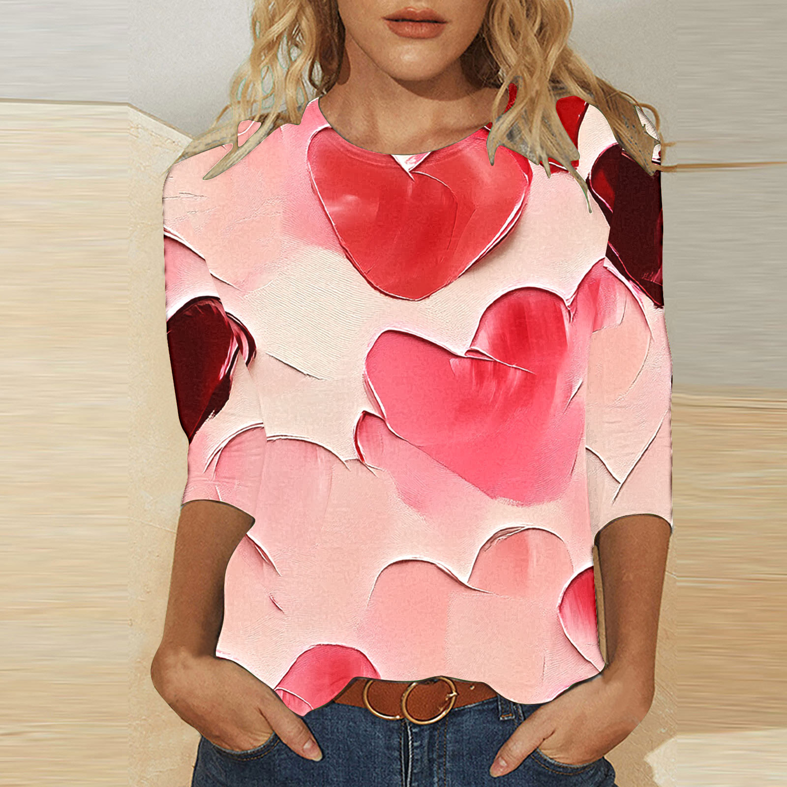 BVOFAR Valentine's Day Shirts for Women 2025 Cute Heart Print Tops Plus