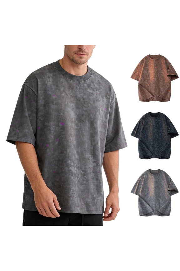 Vintage T-Shirts for Men Oversized Short Sleeve Shirts Summer Casual Crewneck Distressed Tees Rapper Streetwear Y2k Tops Tshirt Brown XXL