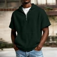thumbnail image 1 of BVOFAR Waffle T Shirts for Men Comfort Quarter Zip Hooded Shirt Oversized Short Sleeve T-Shirt Comfortable Knit Basic Tees Golf Shirts Army Green M, 1 of 7