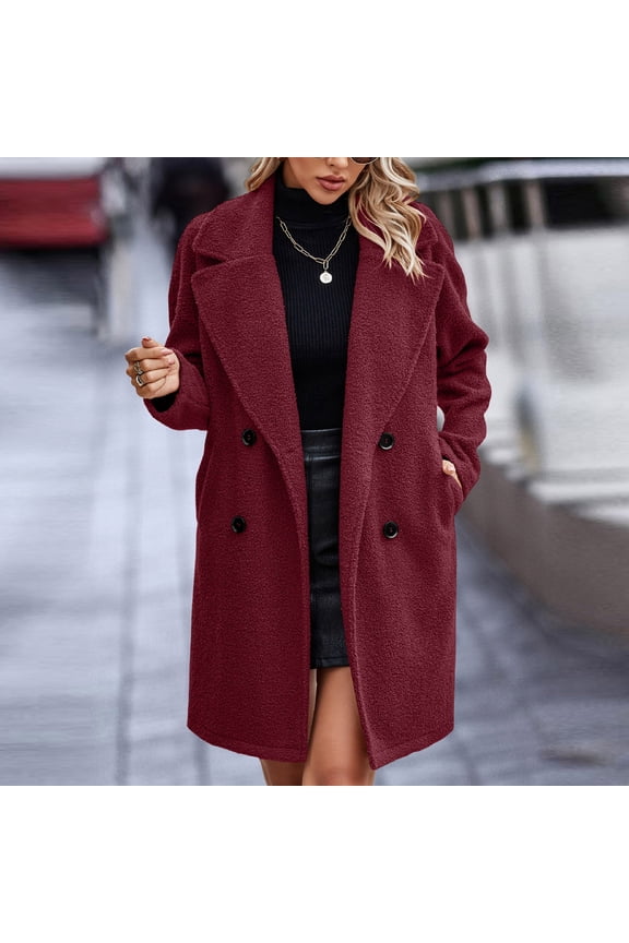 Winter Coats for Women Oversized Faux Fur Fuzzy Peacoats Fleece Sherpa Button Down Overcoats Mid Long Trench Coat Jackets