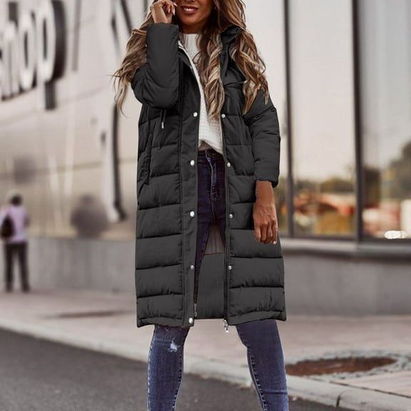 BVOFAR Winter Coats for Women Puffer Plus Size Long Jackets Full Zip Puffy Hooded Parka Travel Outwear