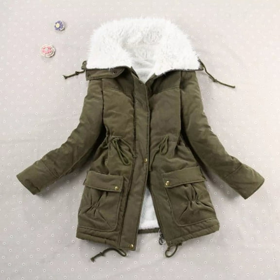 BVOFAR Winter Coats for Women Warm Fleece Sherpa Lined Lapel Jakets Faux Lamb Wool Lined Long Sleeve Thick Overcoats Snow Outwear