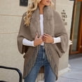 thumbnail image 1 of BVOFAR Winter Faux Fur Poncho Cozy Knit Fringe Hem Cape Loose Warm Batwing Sleeve Wraps Shawl Open Front Cloak Cardigans, 1 of 5