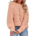 thumbnail image 1 of BVOFAR Winter Sweaters for Women Warm Crochet Knit Oversized Pullover Pompom Long Sleeve Mock Neck Jumpers Chunky Winter Tops, 1 of 5