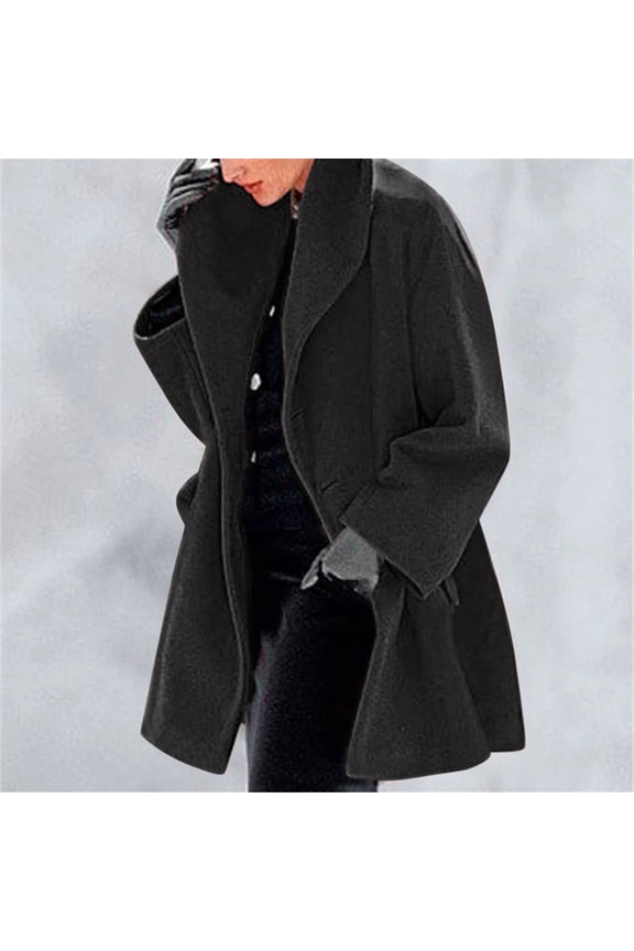 Winter Warm Coat for Women Single Breasted Hooded Peacoat Long Sleeve Shawl Collar Jackets Casual Travel Overcoat