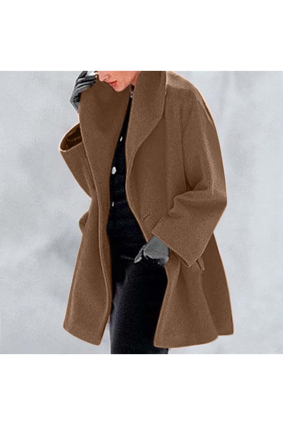 Winter Warm Coat for Women Single Breasted Hooded Peacoat Long Sleeve Shawl Collar Jackets Casual Travel Overcoat