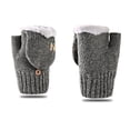 thumbnail image 1 of BVOFAR Winter Warm Gloves with Flip Fingerless Knitted Gloves Warm Polar Fleece Cold Weather Mittens for Women Men, 1 of 3