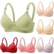 BVOFAR Wireless Bras for Women Comfort Full Coverage No Underwire Bra with Side Support Gathering Push Up Bra Comfort Bralettes for Older Women Watermelon Red 36