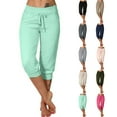 thumbnail image 1 of BVOFAR Women's Capri Pants High Waisted Drawstring Joggers Lightweight Workout Cropped Pant with Pockets Comfy Track Trousers Pink XXXL, 1 of 8