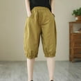 thumbnail image 1 of BVOFAR Women's Capri Pants Plus Size High Waist Capri Shorts Petite Wide Leg Drawstring Skimmer Pants Beach Solid Color Stretch Capris Womens Summer Pants, 1 of 9