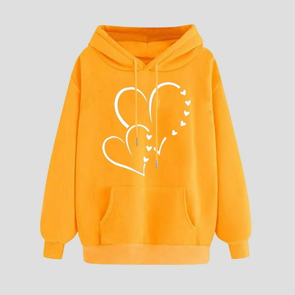 BVOFAR Women's Cute Heart Print Hooded Sweatshirts Fall Fleece Hoodies Casual Long Sleeve Pullovers Drawstring Tops with Pockets
