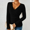 thumbnail image 1 of BVOFAR Women's Deep V Neck Wrap Shirts Casual Long Sleeve Knitted Tops with Buttons Solid Color Soft Comfy Tunic Tops, 1 of 9