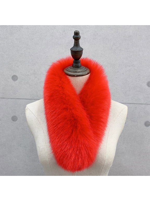Women's Faux Fur Collar Neck Wraps Solid Color Warm Scarf Winter Cozy Scarves Thick Neck Warmer