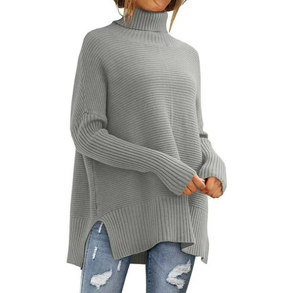 BVOFAR Women's Oversized Turtleneck Sweaters Trendy Long Sleeve Ribbed Knit Tops Casual Loose Comfy Pullovers Plus Size Solid Color Chunky Sweater